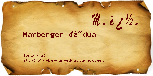 Marberger Édua névjegykártya